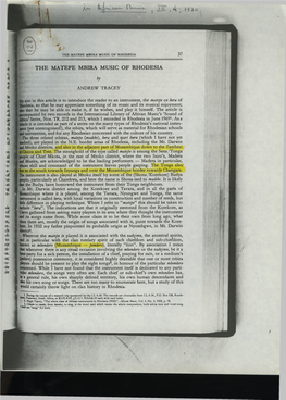 The Matepe Mbira Music of Rhodesia 37