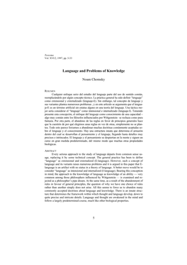 Language and Problems of Knowledge