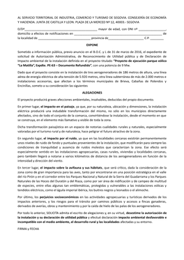 Al Servicio Territorial De Industria, Comercio Y Turismo De Segovia. Consejería De Economía Y Hacienda. Junta De Castilla Y Leon