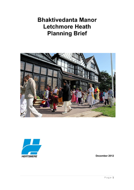 Bhaktivedanta Manor Planning Brief