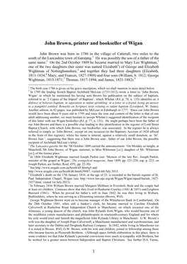 John Brown, Printer and Bookseller of Wigan