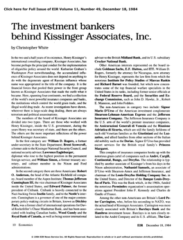 The Investment Bankers Behind Kissinger Associates, Inc