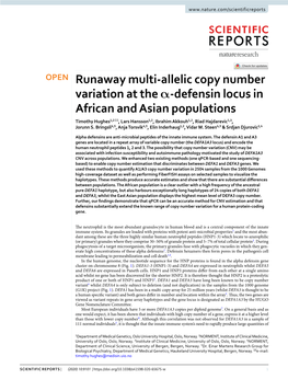 Runaway Multi-Allelic Copy Number Variation at the Α-Defensin Locus In