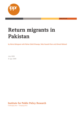 Re-Migration Pakistan:Layout 1.Qxd