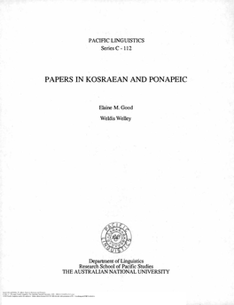 Papers in Kosraean and Ponapeic