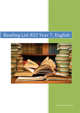 Reading List KS3 Year 7: English