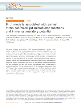 Birth Mode Is Associated with Earliest Strain-Conferred Gut Microbiome Functions and Immunostimulatory Potential