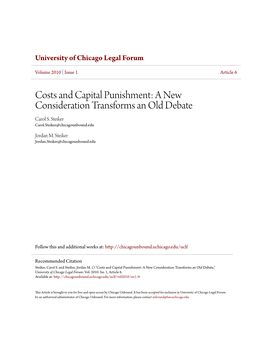 Costs and Capital Punishment: a New Consideration Transforms an Old Debate Carol S