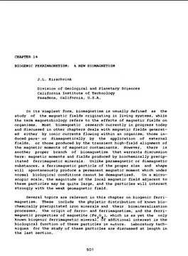 Biogenic Ferrimagnetism: a New Biomagnetism 14.1