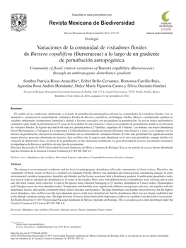 Community of Floral Visitors Variations of Bursera Copallifera (Burseraceae