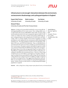 Infrastructure Is Not Enough: Interactions Between the Environment, Socioeconomic Disadvantage, and Cycling Participation in England