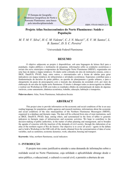 Projeto Atlas Socioeconômico Do Norte Fluminense: Saúde E População