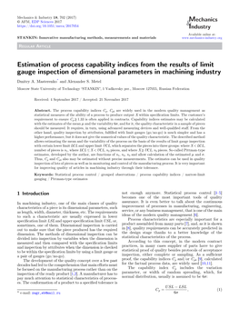 Estimation of Process Capability Indices from the Results of Limit Gauge Inspection of Dimensional Parameters in Machining Industry