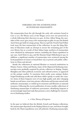 Forgeries and the Authentication of Dunhuang Manuscripts the Manuscripts from the 5Th Through the Early 11Th Centuries Found In