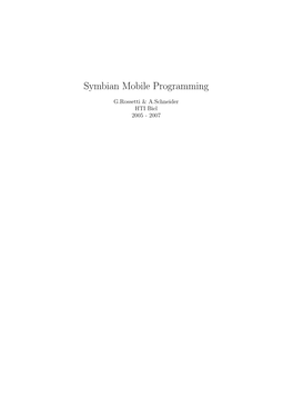 Symbian Mobile Programming