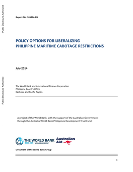 Policy Options for Liberalizing Philippine Maritime Cabotage Restrictions