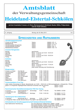 Amtsblatt Der Verwaltungsgemeinschaft Heideland-Elstertal-Schkölen