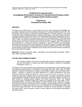 Profiting from Empowerment? Investigating Dissemination Avenues for Educational Technology Content Within an Emerging Market Solutions Project