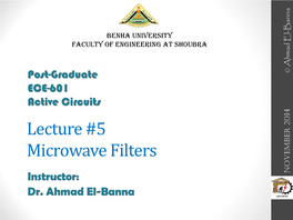 Lecture #5 Microwave Filters
