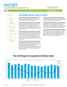 US M&A News and Trends