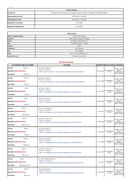 Auction Details Seller Details