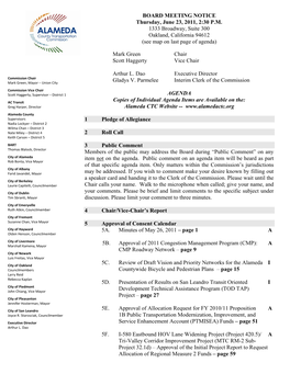 Alameda County Transportation Commission Commission Meeting Agenda, June 23, 2011 Page 2 of 4