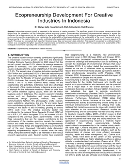 Ecopreneurship Development for Creative Industries in Indonesia