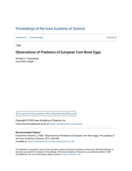 Observations of Predators of European Corn Borer Eggs