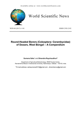 Round-Headed Borers (Coleoptera: Cerambycidae) of Dooars, West Bengal – a Compendium