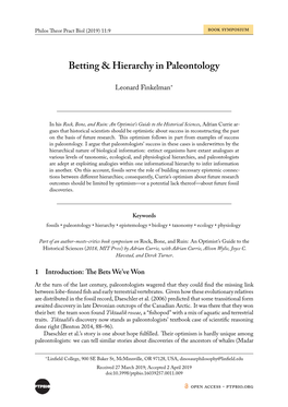 Betting & Hierarchy in Paleontology