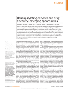 Deubiquitylating Enzymes and Drug Discovery: Emerging Opportunities