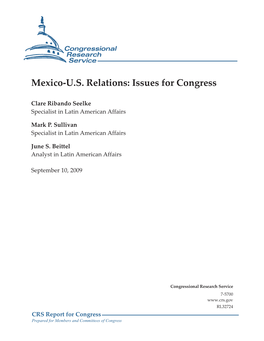 News: CRS Report on Mexico-U.S. Relations: Issues for Congress