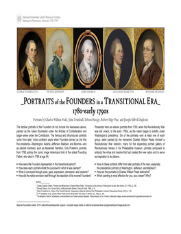 Portraits of the Founders in a Transitional Era, 1780-Early 1790S