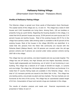 Pallissery Fishing Village (Dharmadam Gram Panchayat - Thalassery Block)