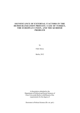 Case of Turkey, the European Union, and the Kurdish Problem