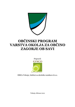 Občinski Program Varstva Okolja Za Občino Zagorje Ob Savi