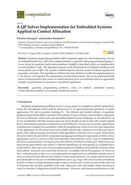 A QP Solver Implementation for Embedded Systems Applied to Control Allocation