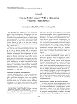 Treating Colon Cancer with a Melanoma Vaccine? Preposterous?