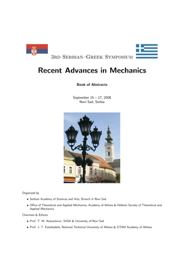 3Rd Serbian Greek Symposium Recent Advances in Mechanics