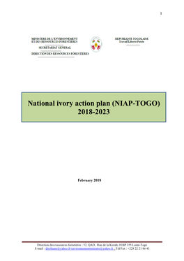 National Ivory Action Plan (NIAP-TOGO) 2018-2023