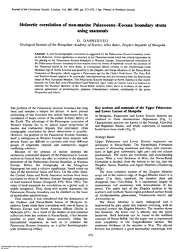 Holarctic Correlation of Non-Marine Palaeocene-Eocene Boundary Strata Using Mammals