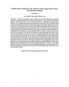 Backscatter Model for the Unusual Radar Properties of the Greenland Ice Sheet