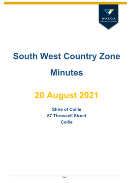 South West Country Zone Minutes 20 August 2021