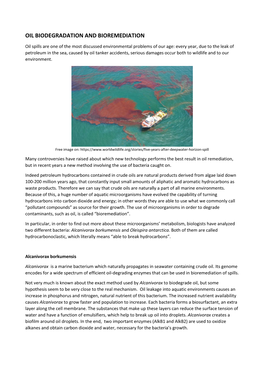 Oil Biodegradation and Bioremediation