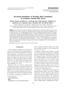 Elevational Distribution of Breeding Bird Communities in Seoraksan National Park, Korea