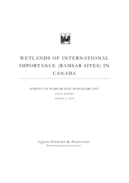 Wetlands of International Importance (Ramsar Sites) in Canada