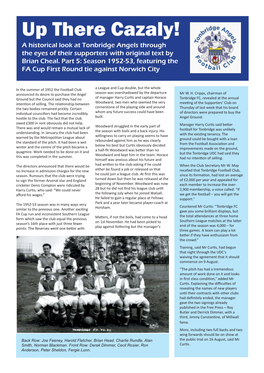 Up There Cazaly! a Historical Look at Tonbridge Angels Through the Eyes of Their Supporters with Original Text by Brian Cheal