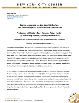 Casting Announced for New York City Center's 75Th Anniversary