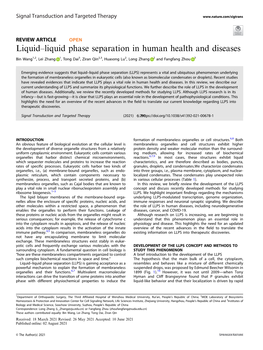 Liquid–Liquid Phase Separation in Human Health and Diseases