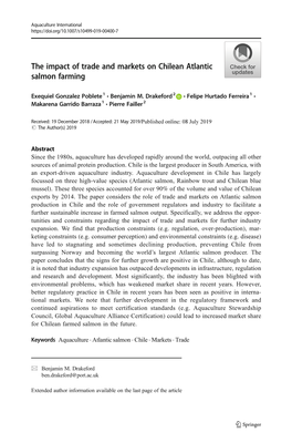 The Impact of Trade and Markets on Chilean Atlantic Salmon Farming